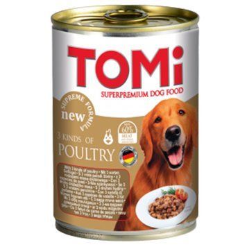 TOMi 3 Kinds of Poultry ТОМІ 3 ВИДИ ПТИЦІ консерви для собак, вологий корм 001608 фото
